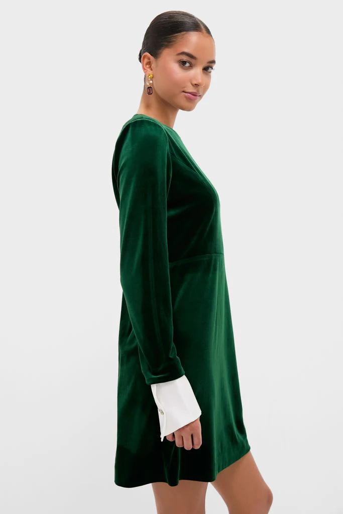 Hunter Green Velvet Etta Mini Dress - Image 3