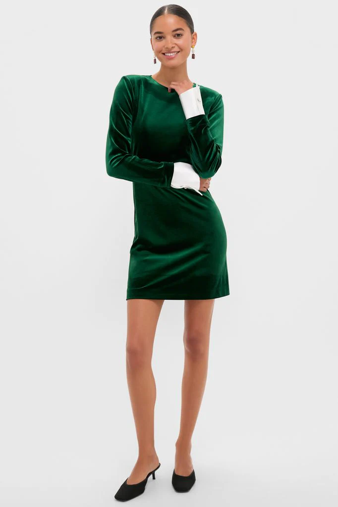 Hunter Green Velvet Etta Mini Dress - Image 5