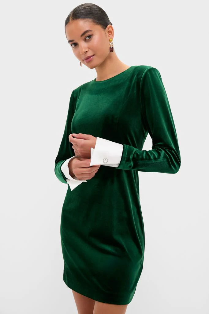 Hunter Green Velvet Etta Mini Dress - Image 6