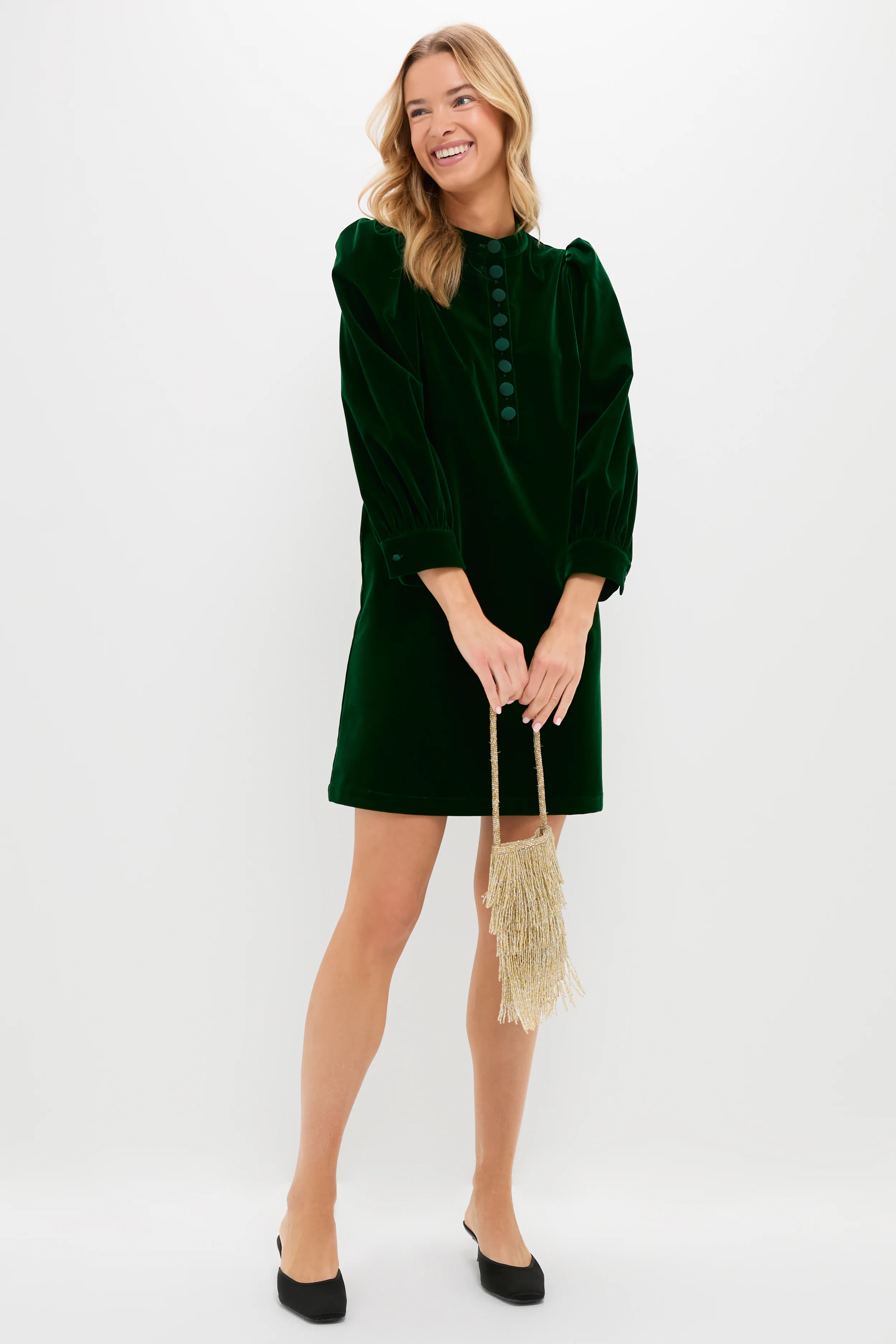 Hunter Green Velvet Samantha Dress - Image 2