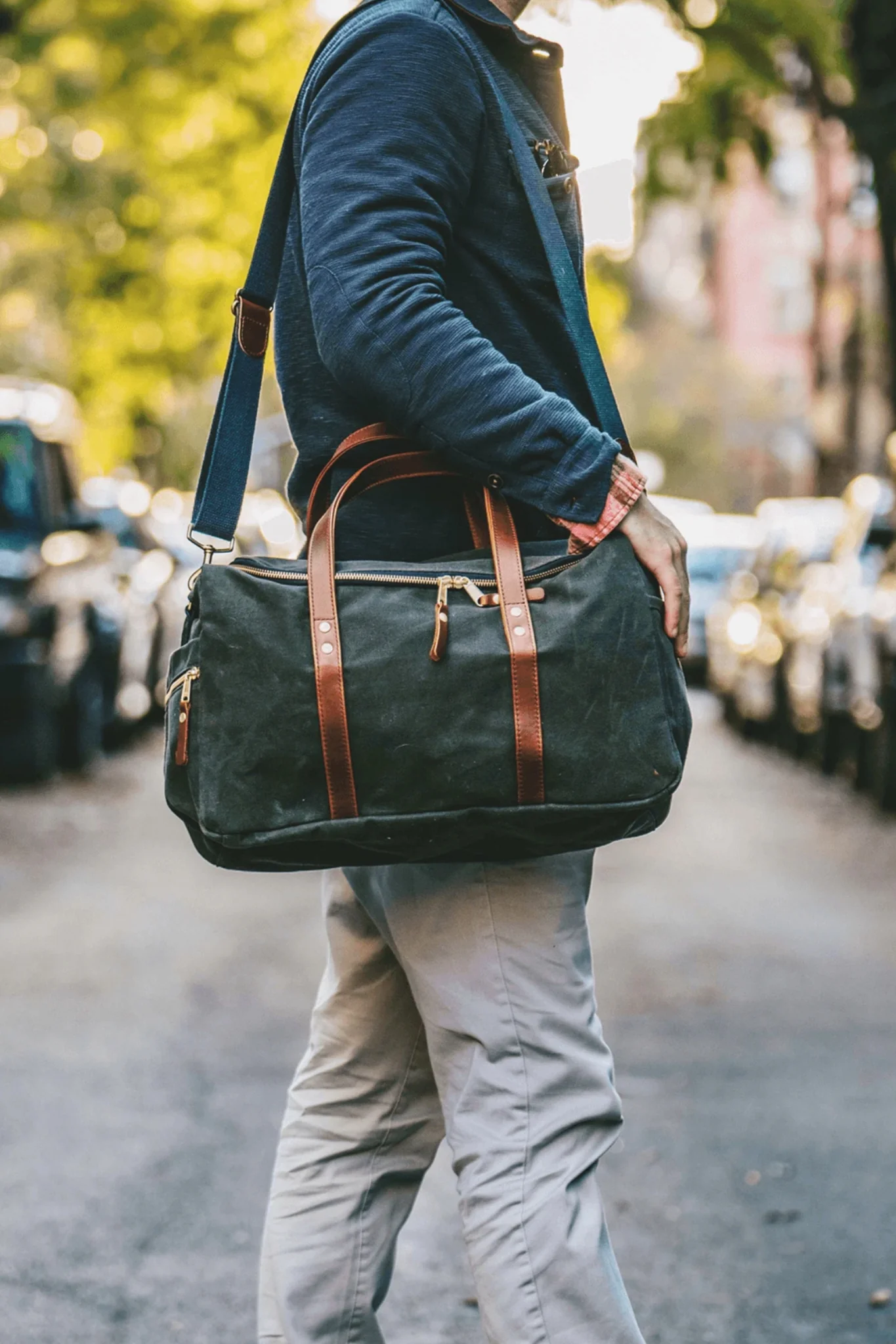 Hunter Green Waxed Canvas Heritage Commuter Duffel - Image 2
