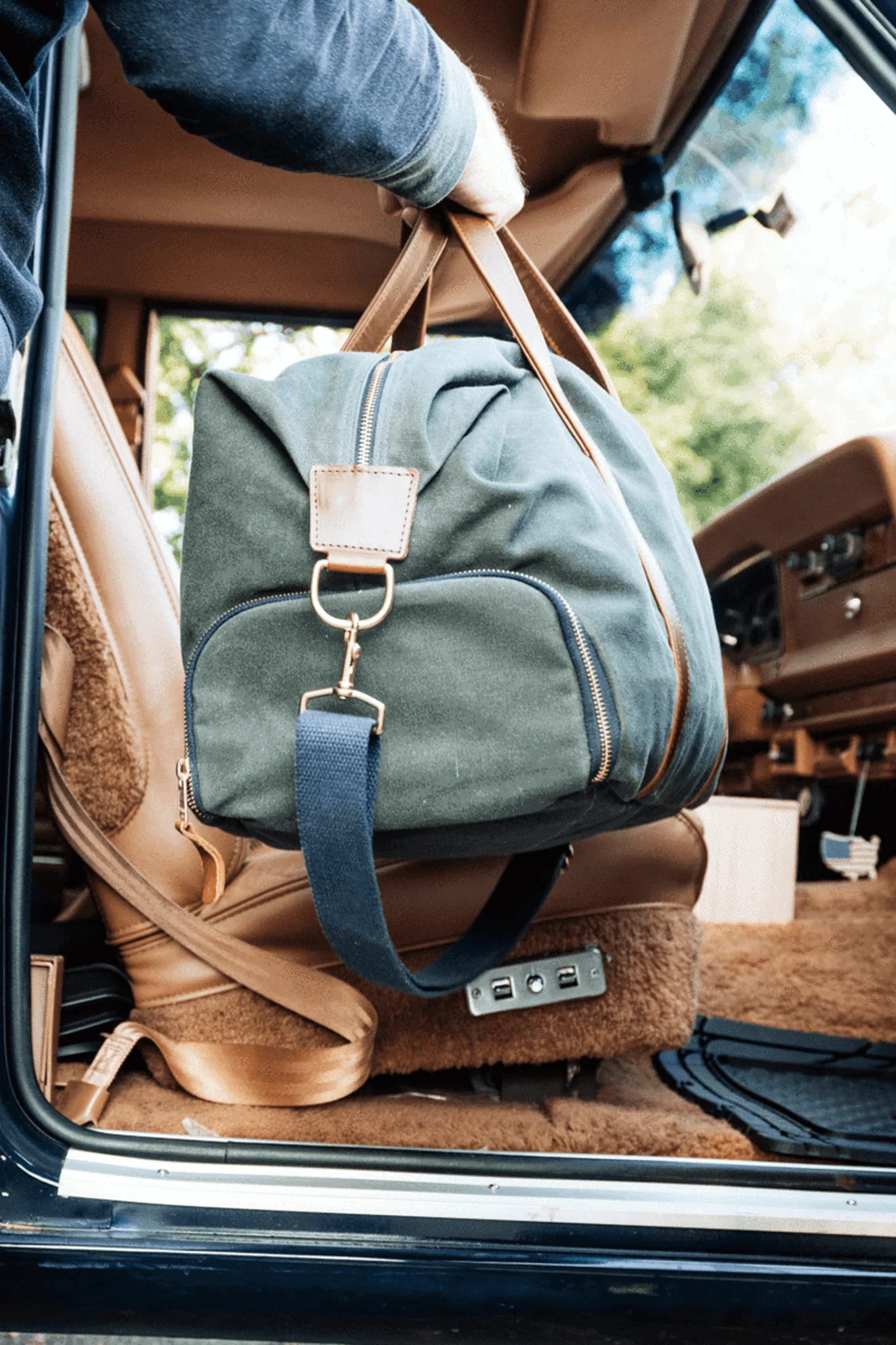 Hunter Green Waxed Canvas Heritage Weekender Duffel - Image 3
