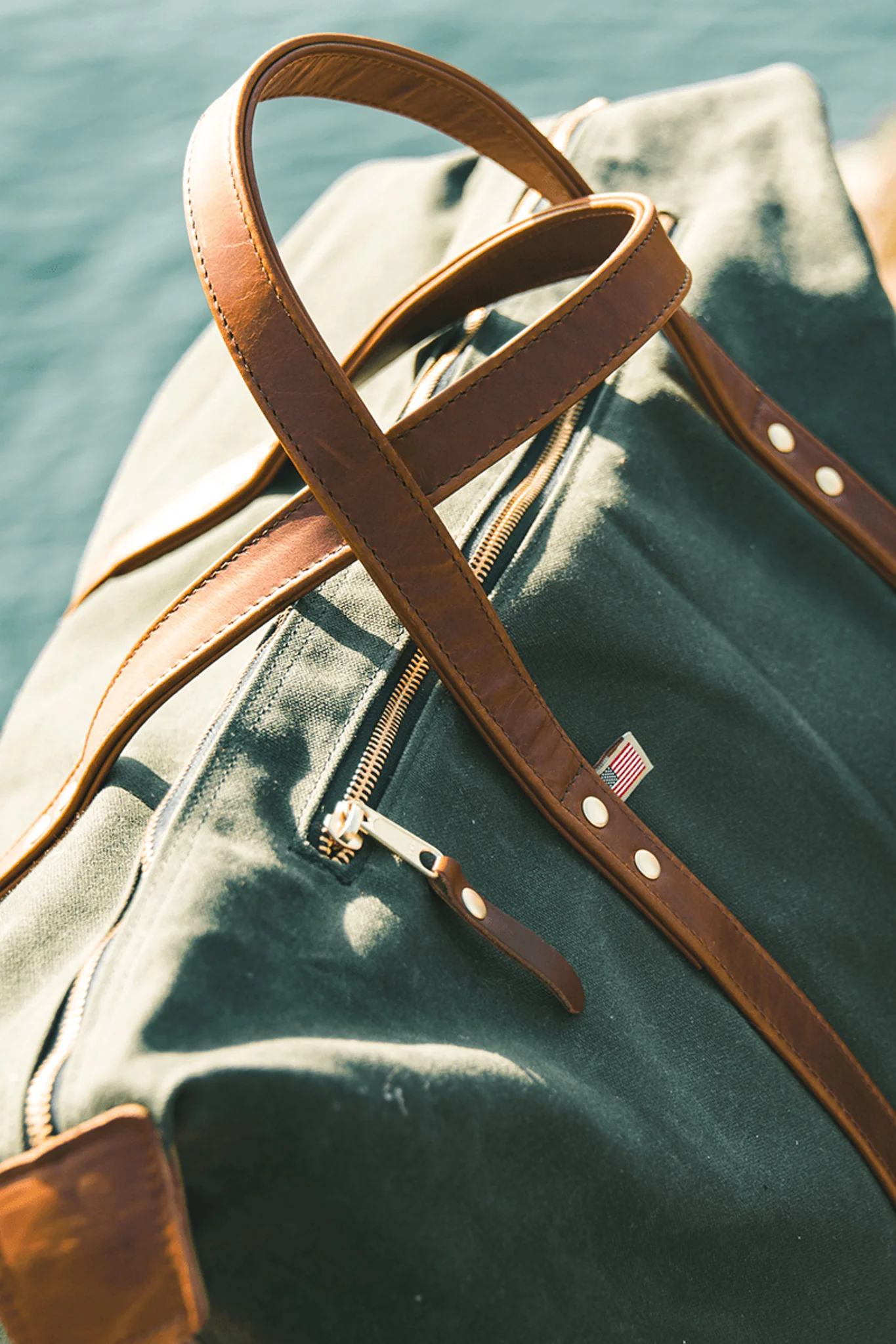 Hunter Green Waxed Canvas Heritage Weekender Duffel - Image 6