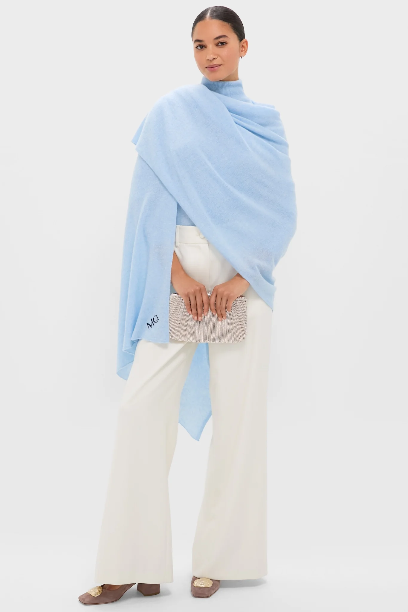 Ice Blue Cashmere Blanket Scarf - Image 3