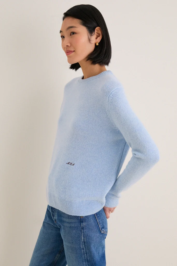 Ice Blue Cashmere Bodie Boyfriend Crewneck - Image 3