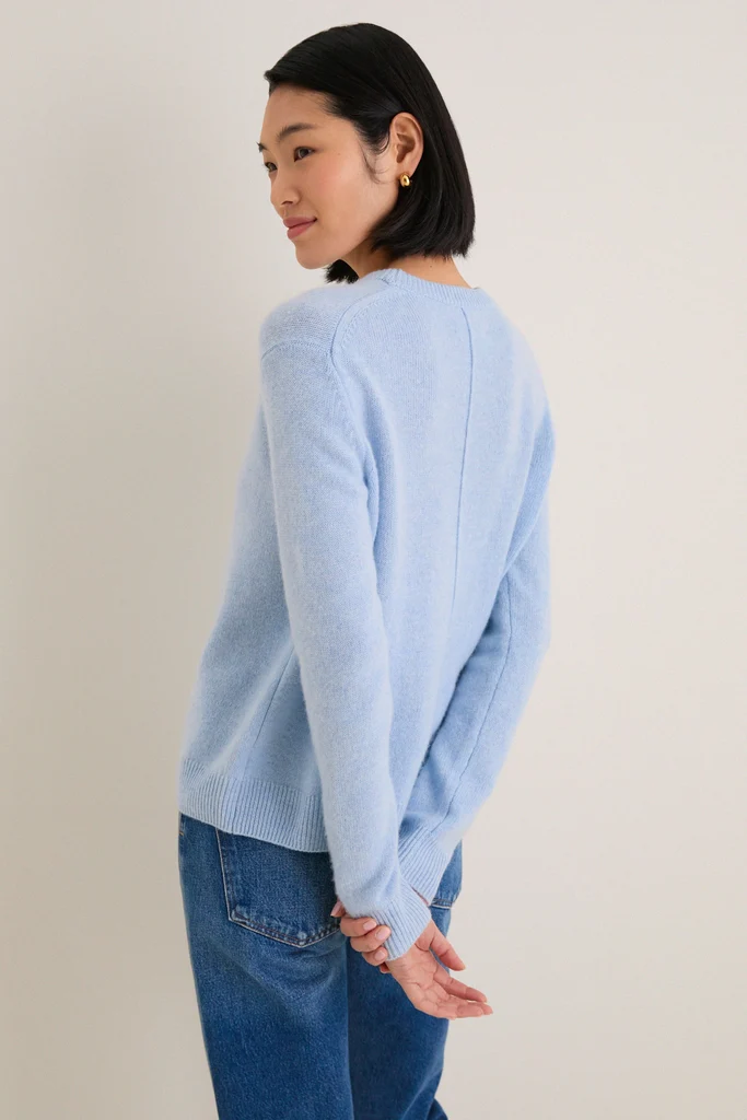 Ice Blue Cashmere Bodie Boyfriend Crewneck - Image 4