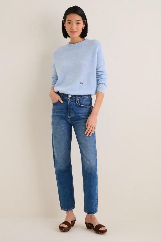 Ice Blue Cashmere Bodie Boyfriend Crewneck - Image 7