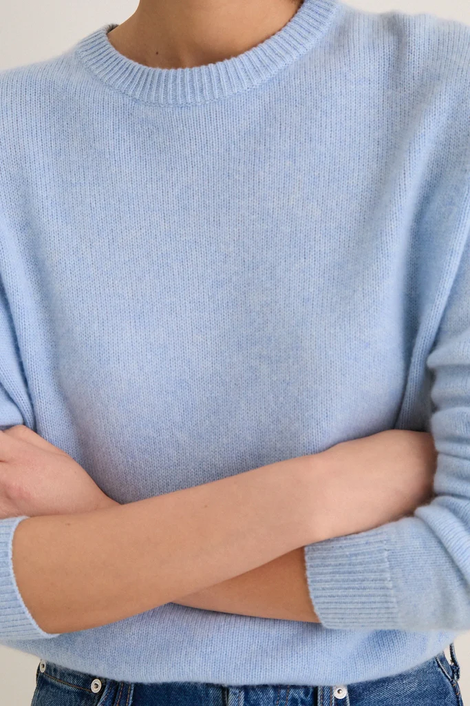 Ice Blue Cashmere Bodie Boyfriend Crewneck - Image 8