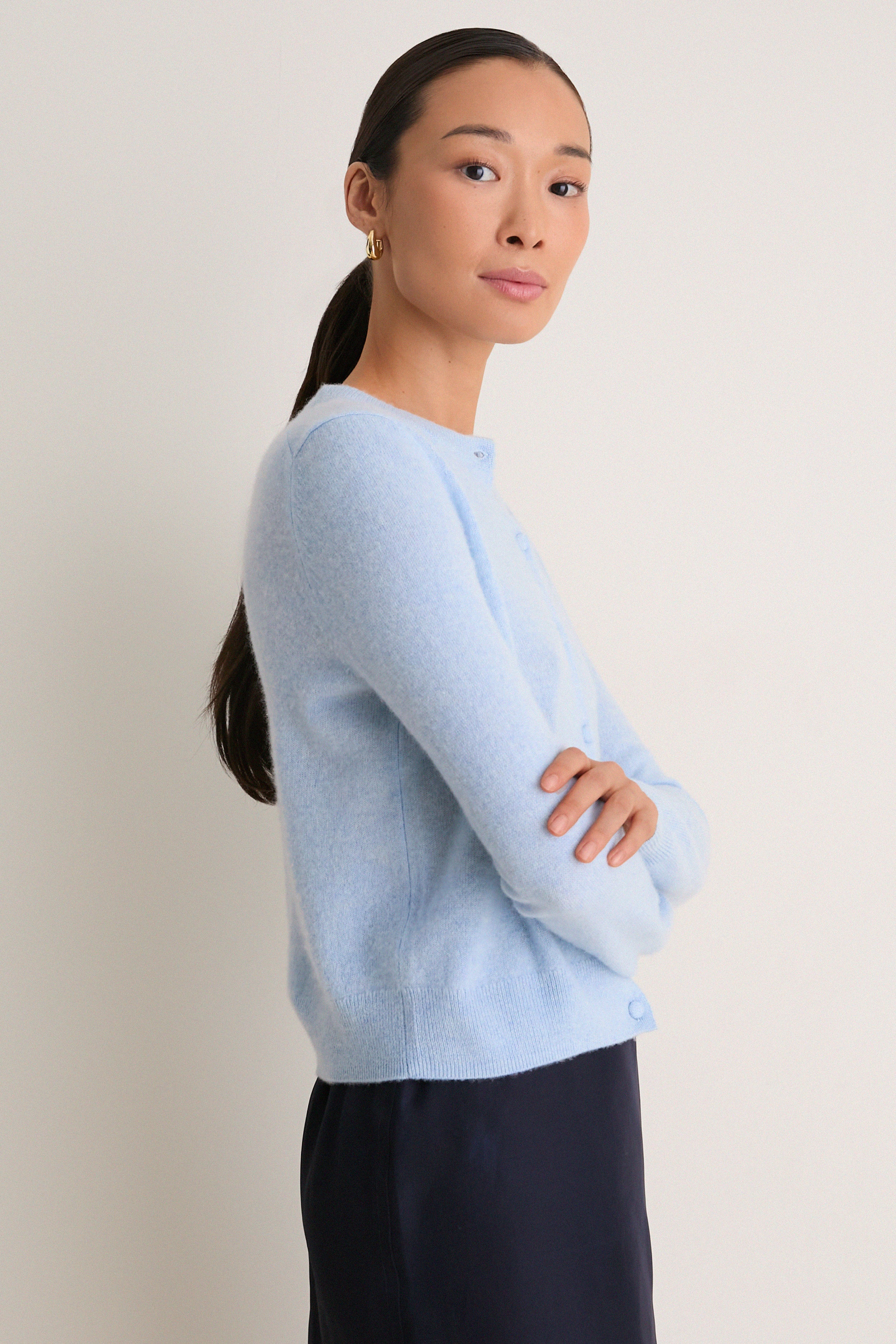 Ice Blue Cashmere Riley Cardigan - Image 3