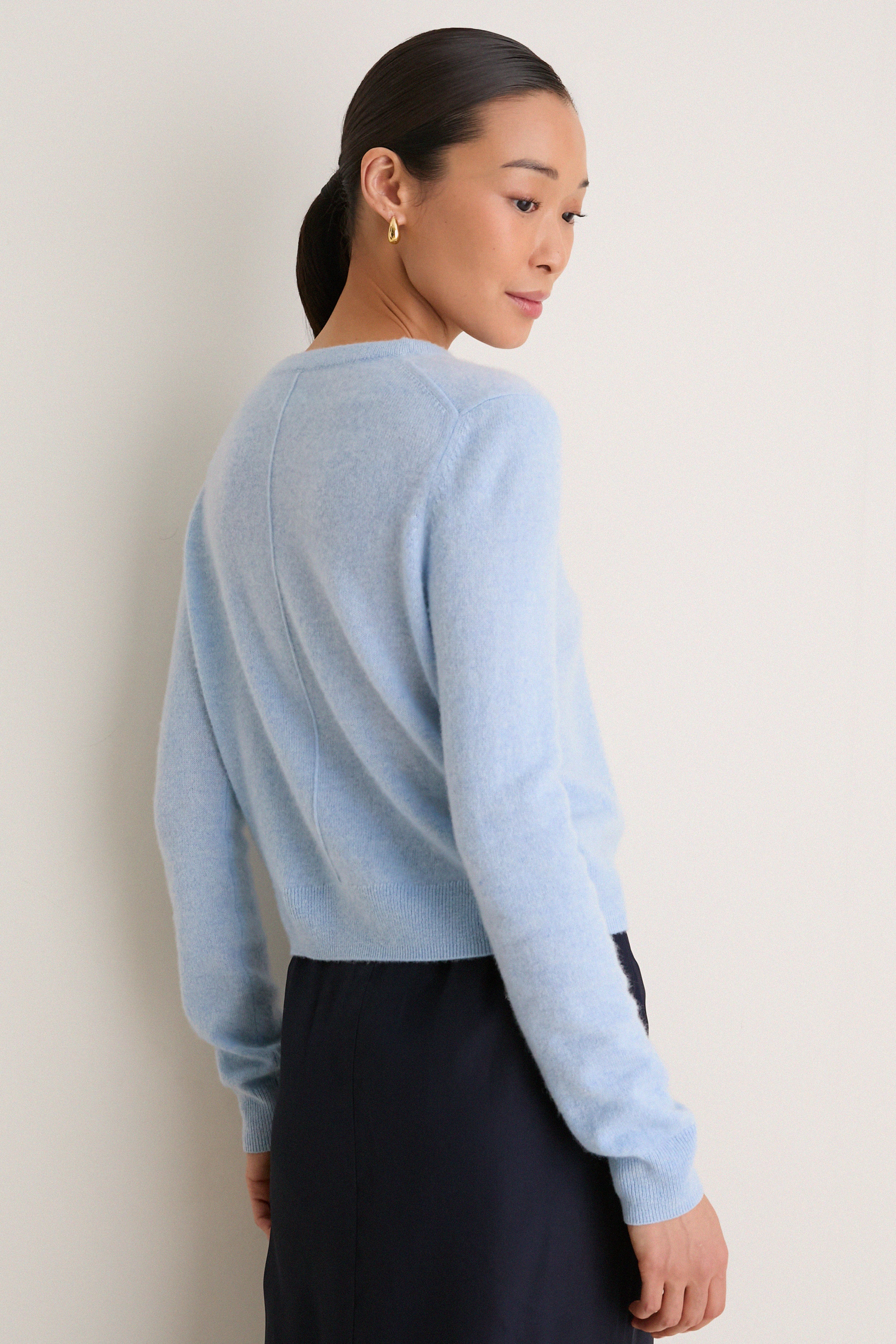 Ice Blue Cashmere Riley Cardigan - Image 4