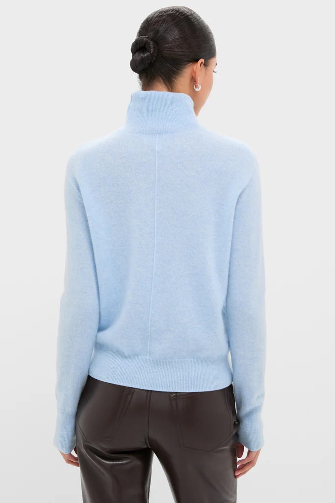Ice Blue Cashmere Turtleneck Sweater - Image 4