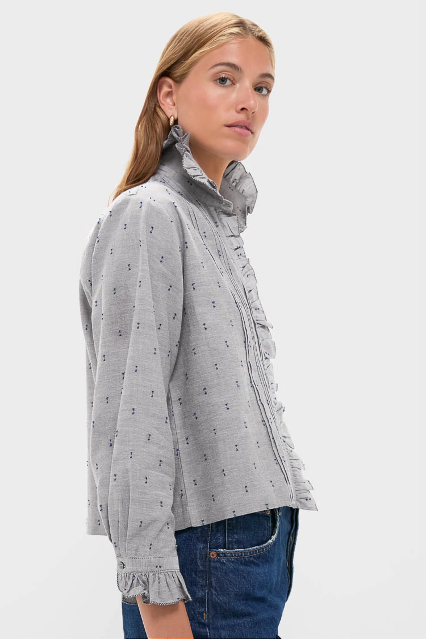 Indigo Dots French Heirloom Shirt - Image 3