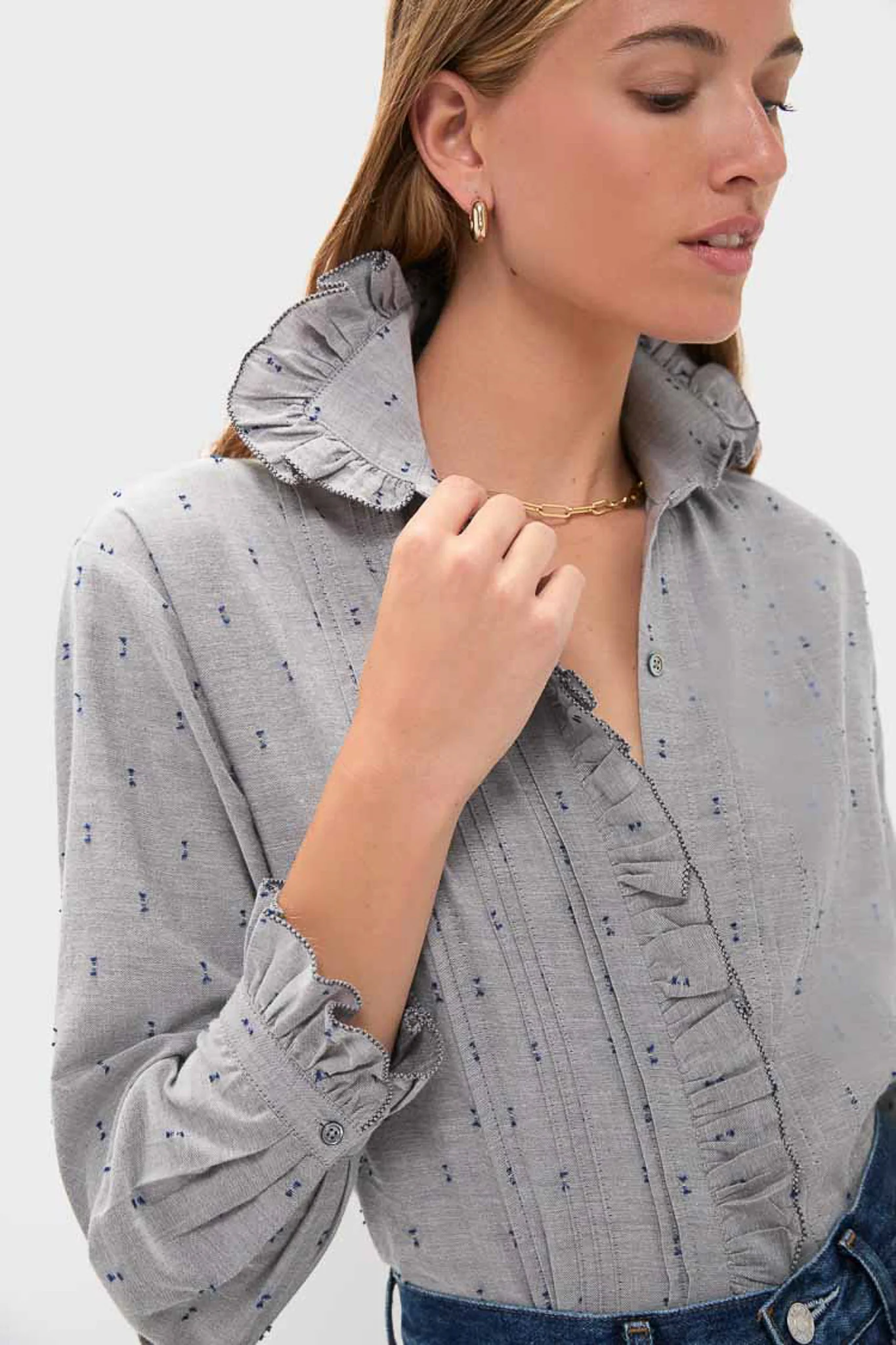 Indigo Dots French Heirloom Shirt - Image 5