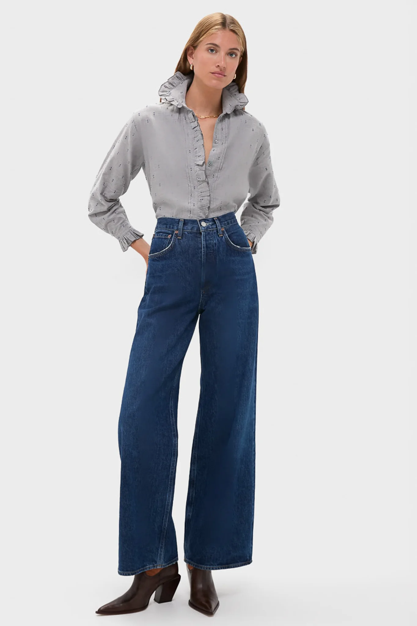 Indigo Dots French Heirloom Shirt - Image 6