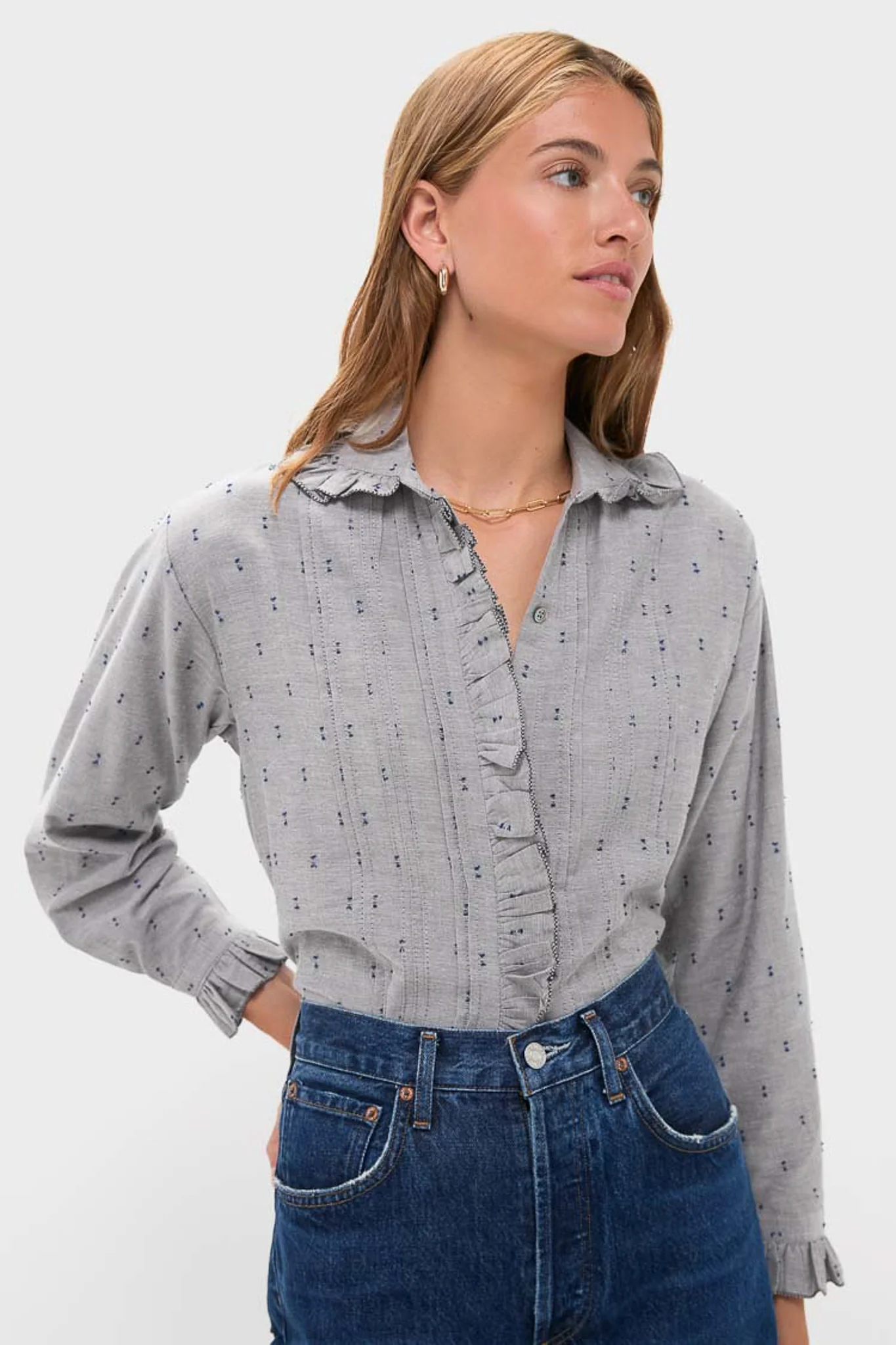 Indigo Dots French Heirloom Shirt - Image 7