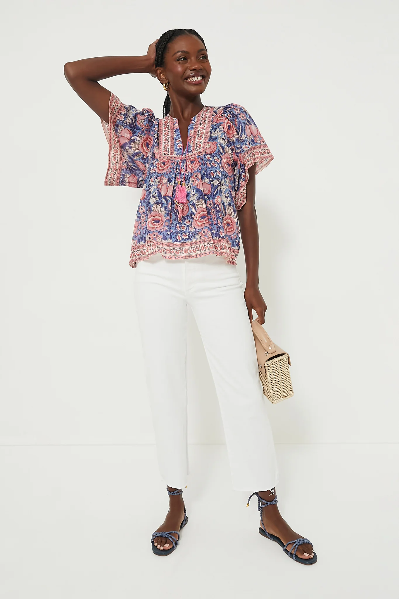 Indigo Pink Floral Angel Top - Image 2