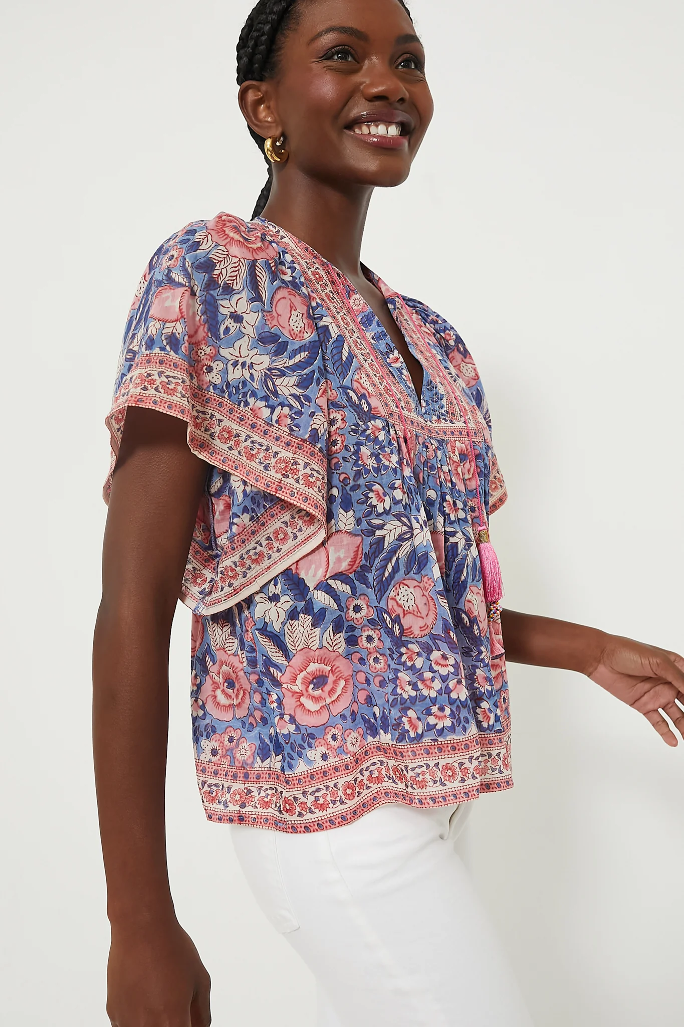 Indigo Pink Floral Angel Top - Image 3