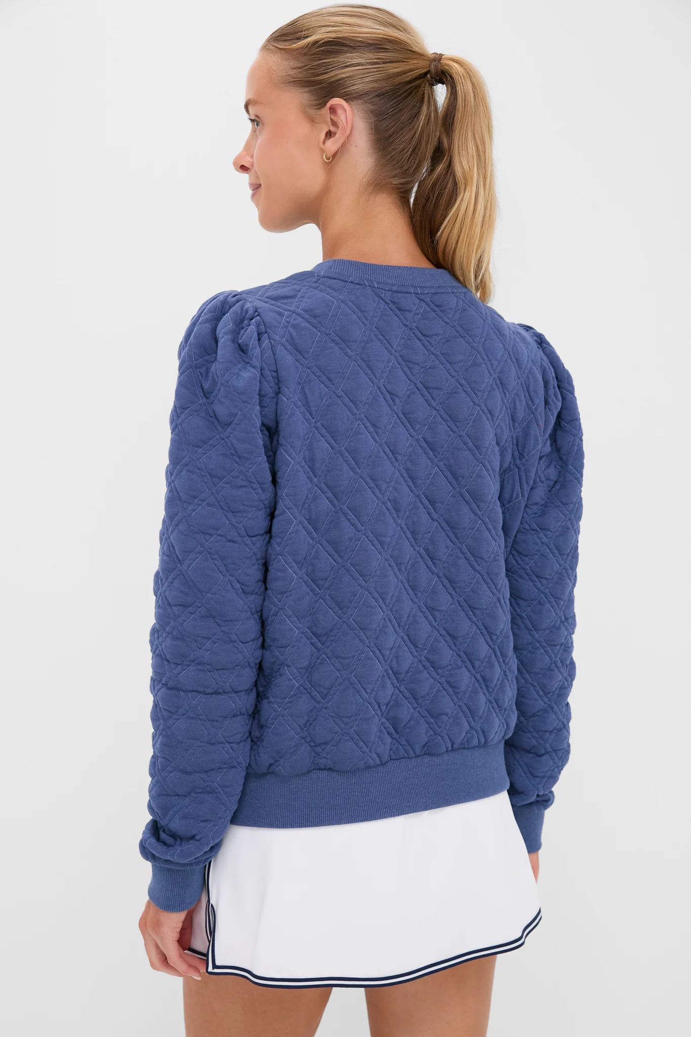 Indigo Puff Sleeve Quilted Stretch Campbell Pullover - Image 4