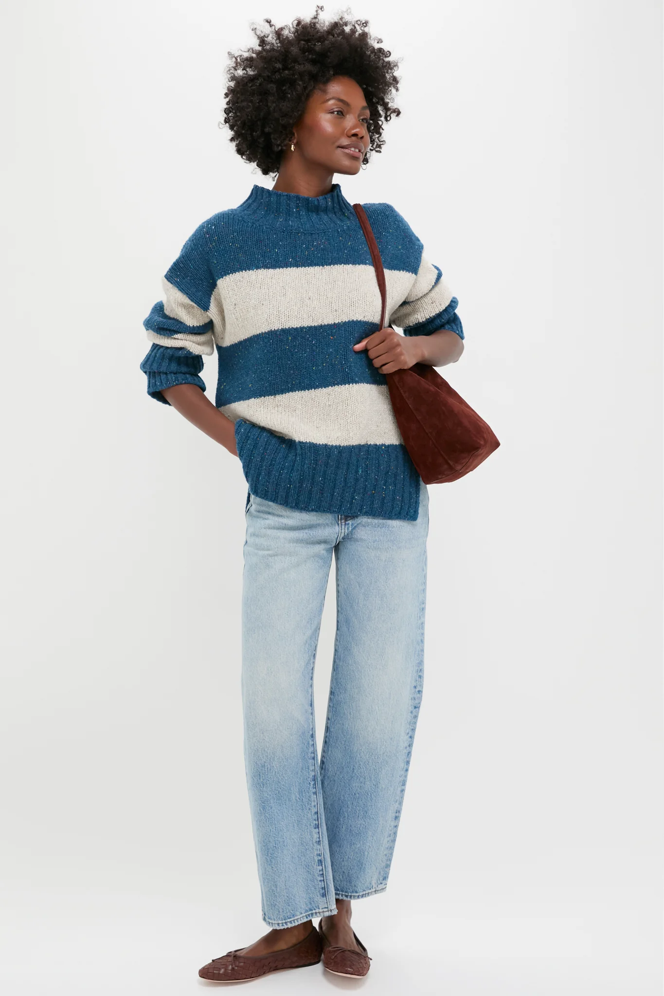 Ink Marl Arna Striped Funnel Neck Sweater - Image 2
