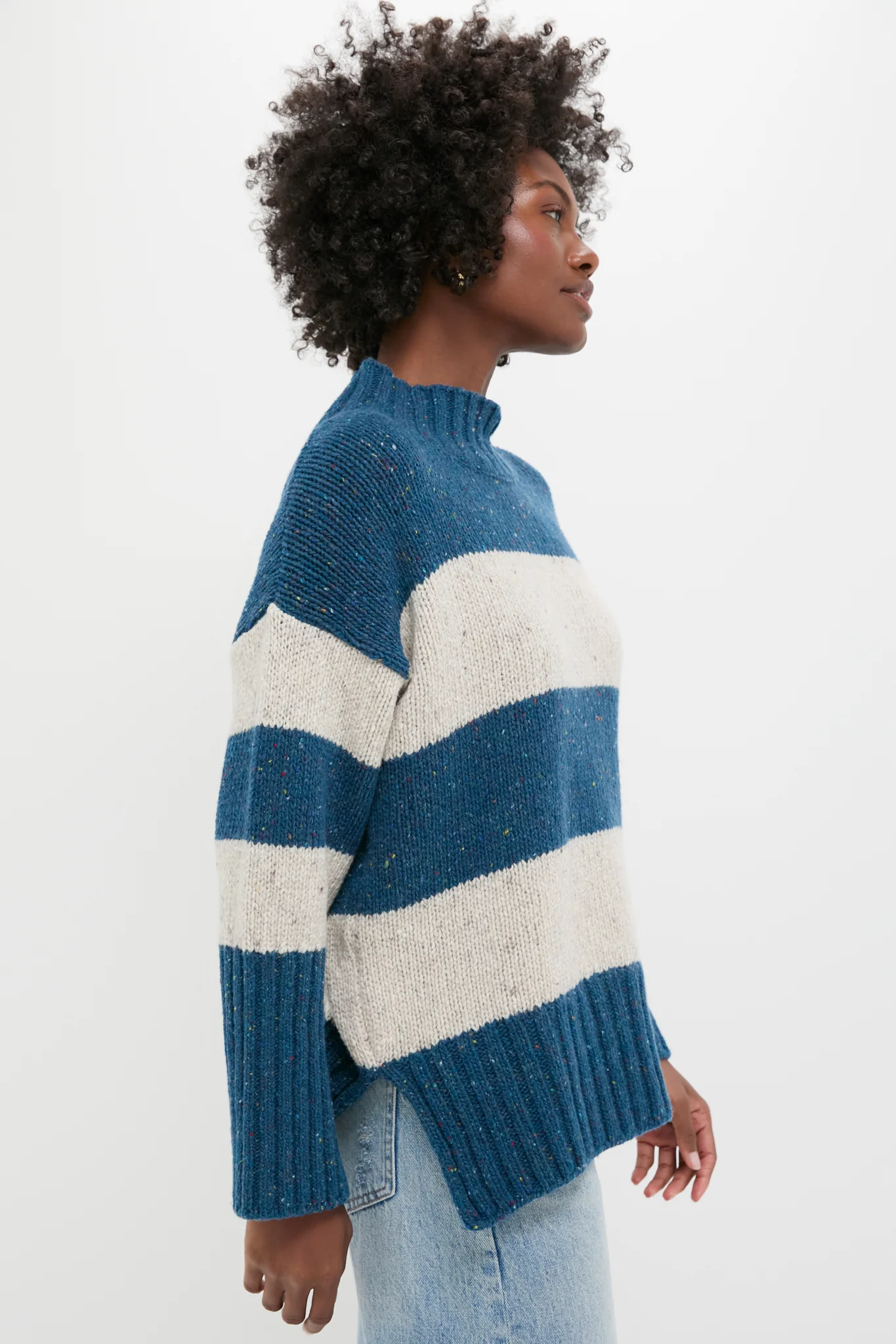 Ink Marl Arna Striped Funnel Neck Sweater - Image 3