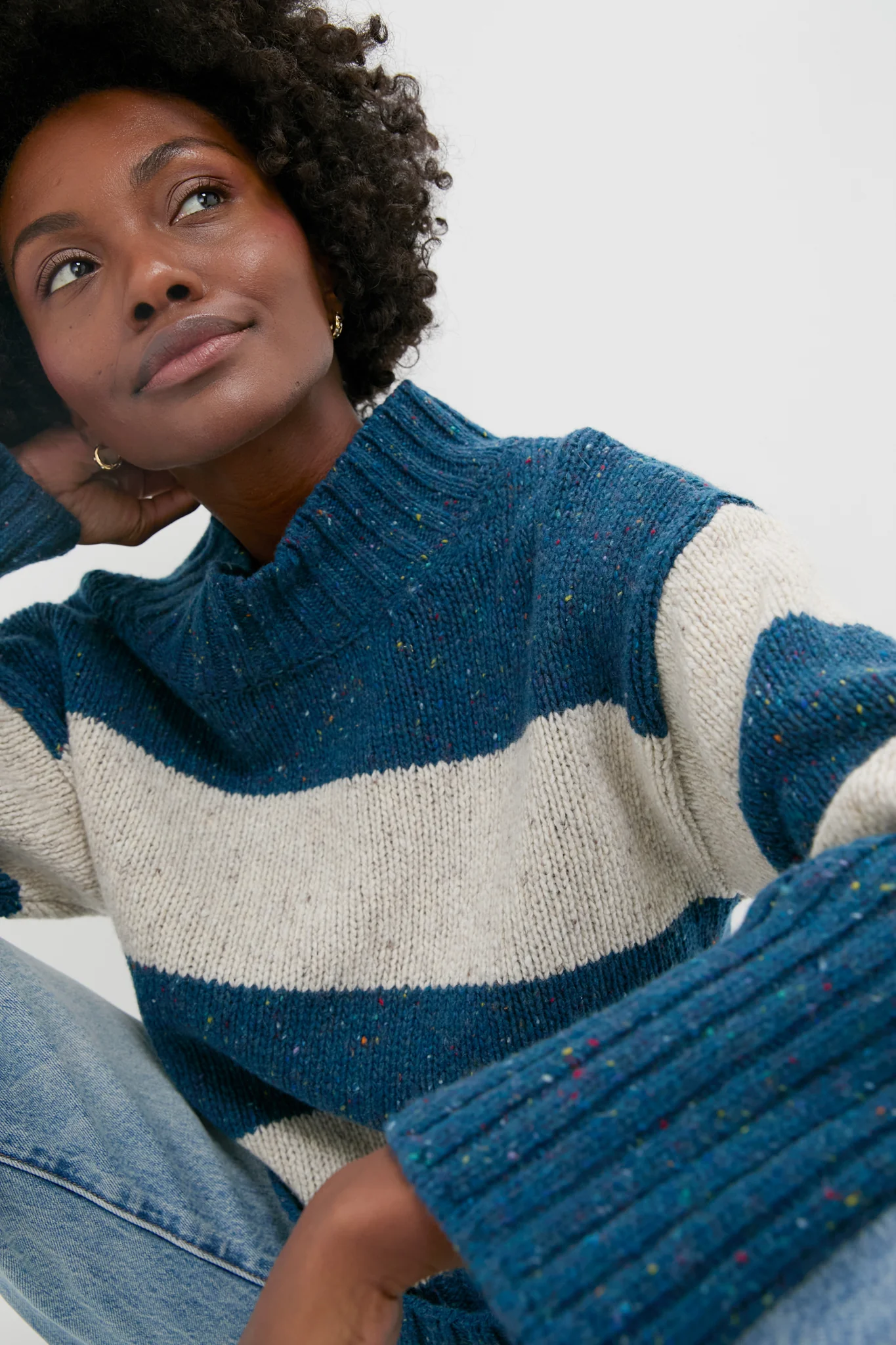 Ink Marl Arna Striped Funnel Neck Sweater - Image 5