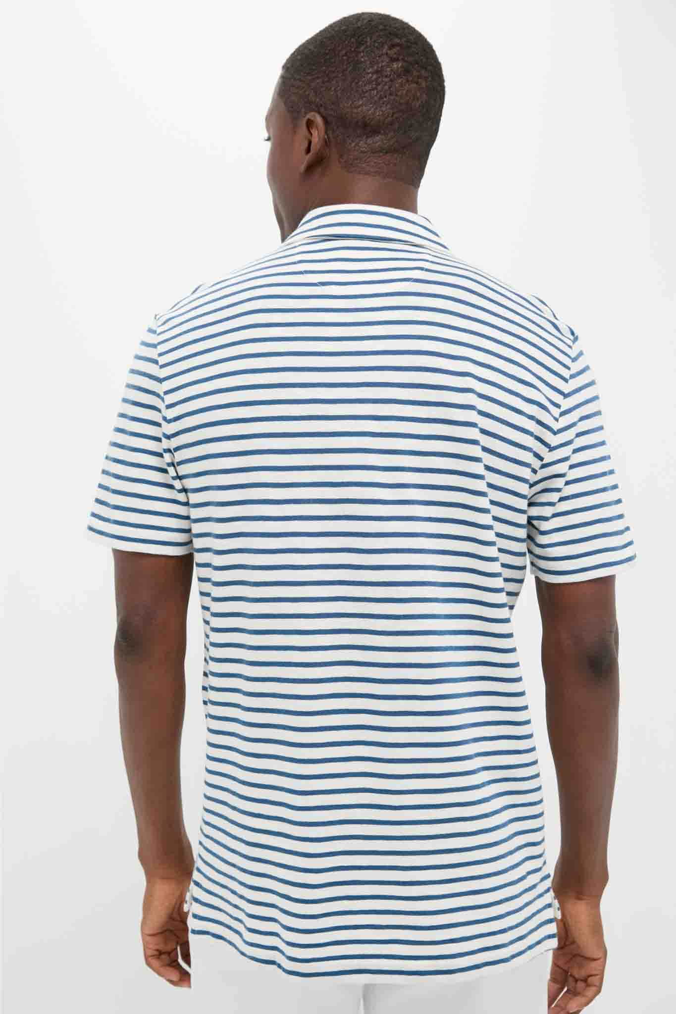 Ivory Breton Stripe Sunwashed Tee Shirt Polo - Image 4