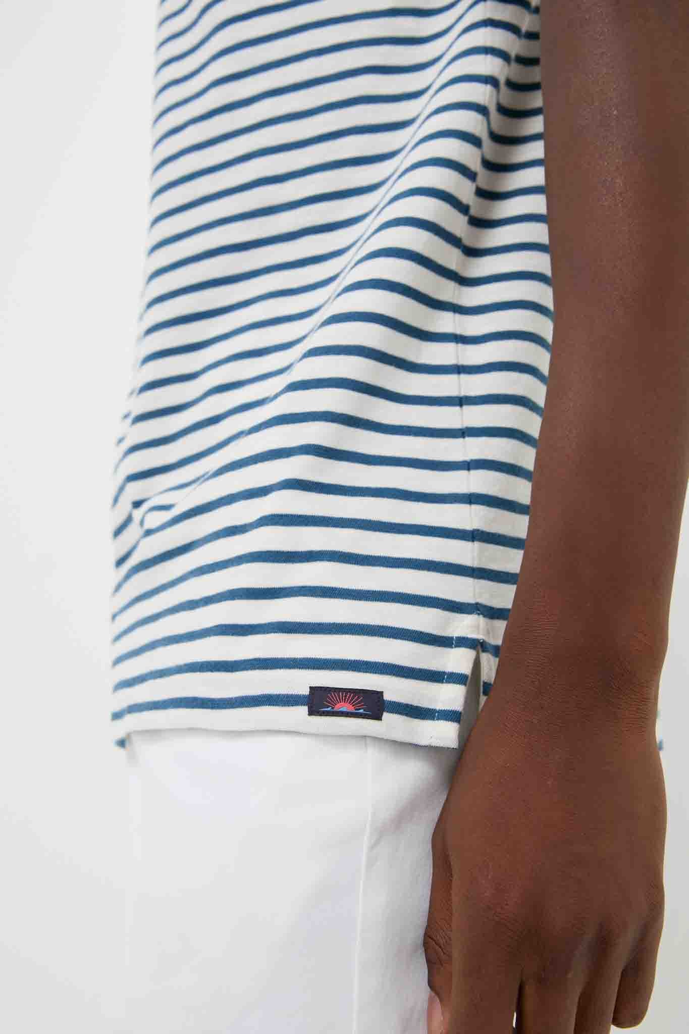 Ivory Breton Stripe Sunwashed Tee Shirt Polo - Image 5