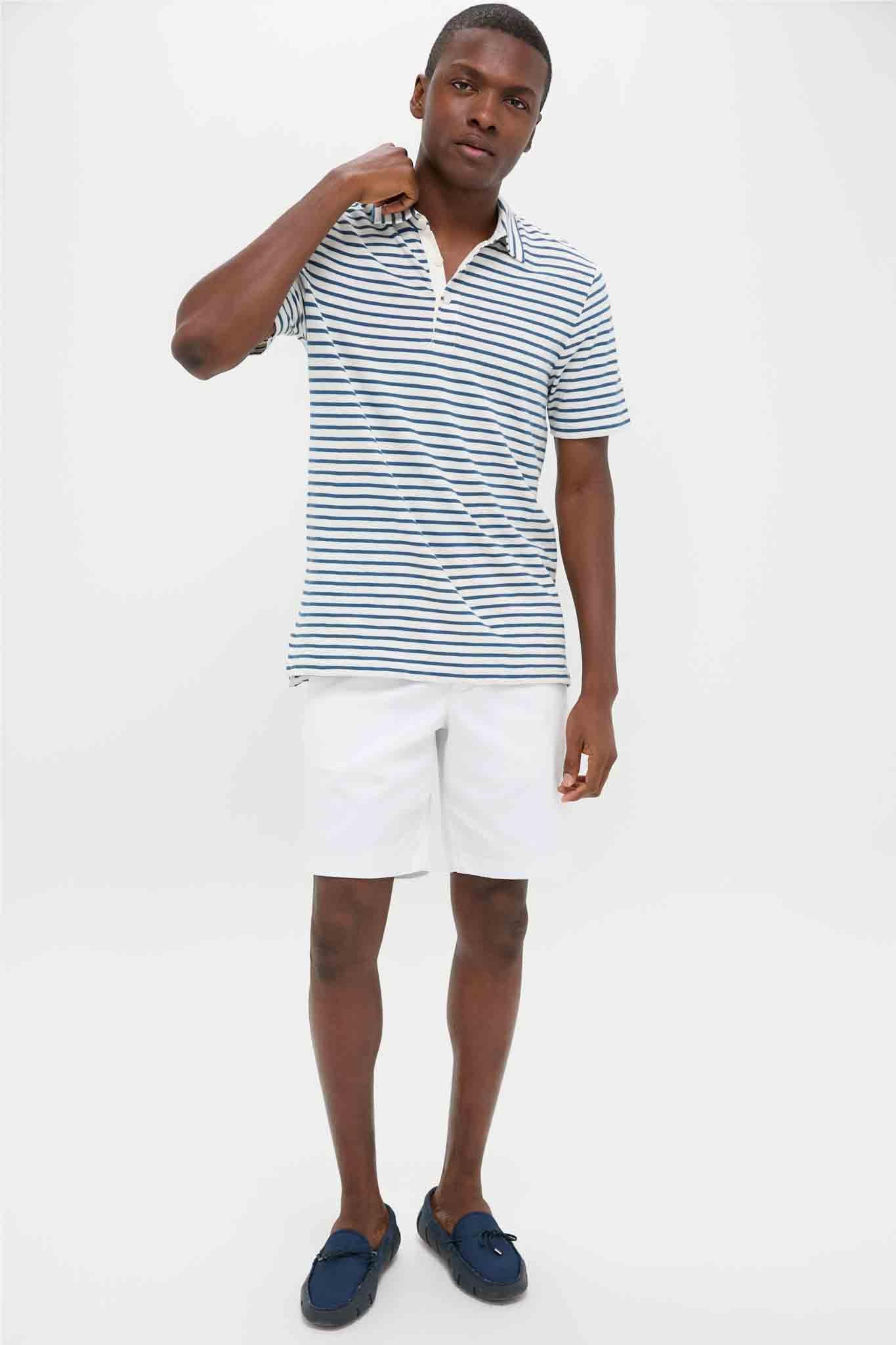 Ivory Breton Stripe Sunwashed Tee Shirt Polo - Image 6