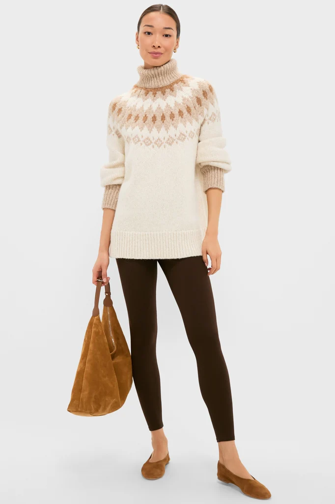 Ivory Camel Estelle Fair Isle Turtleneck