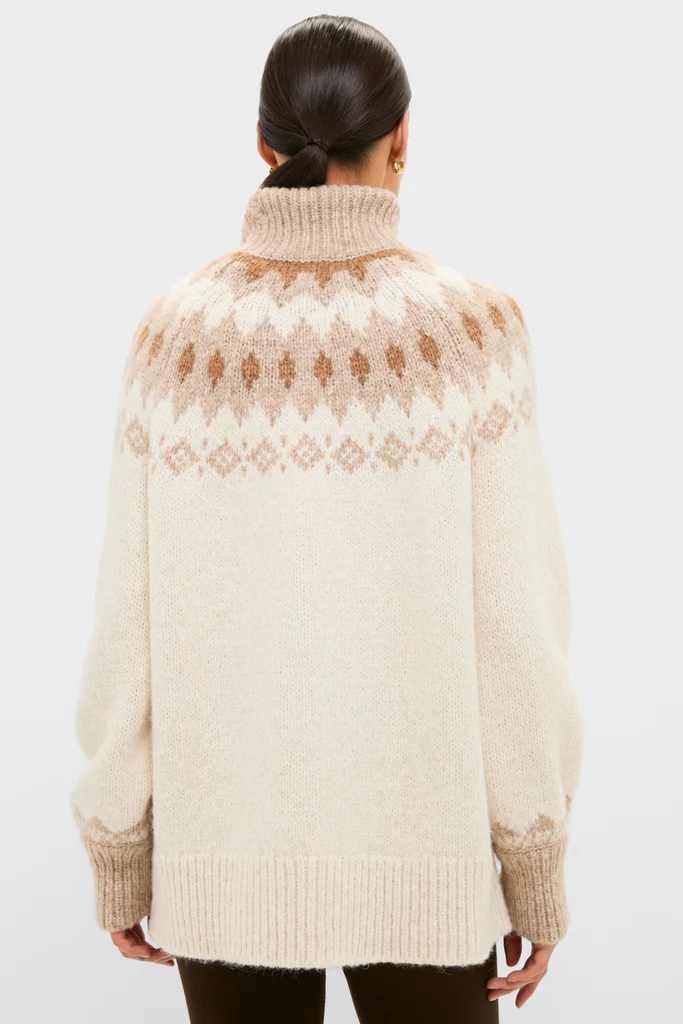 Ivory Camel Estelle Fair Isle Turtleneck - Image 4