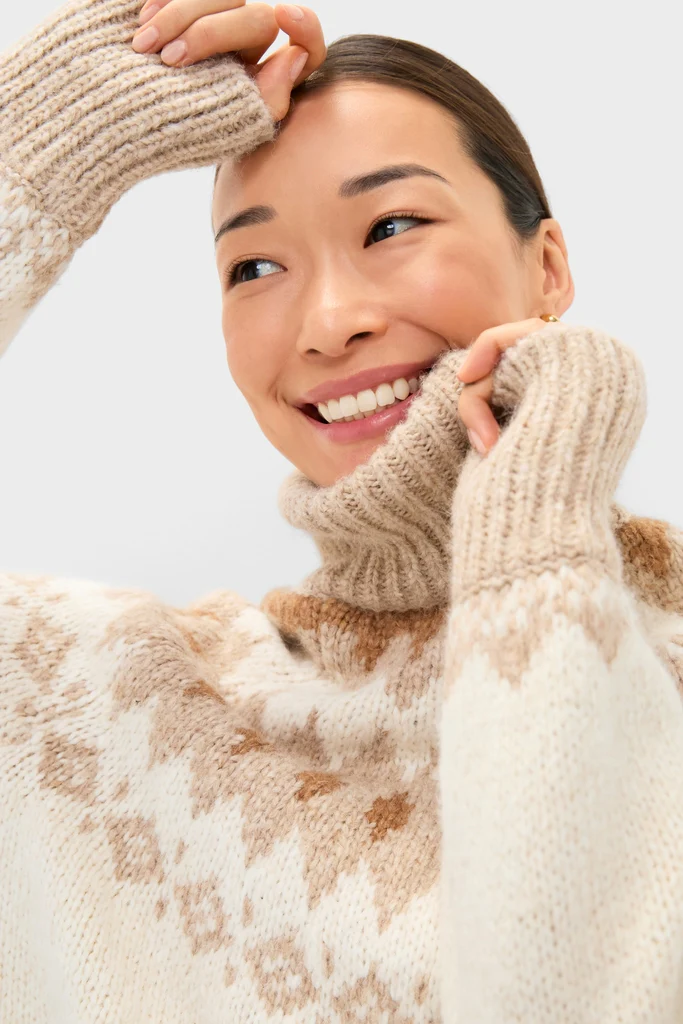 Ivory Camel Estelle Fair Isle Turtleneck - Image 5