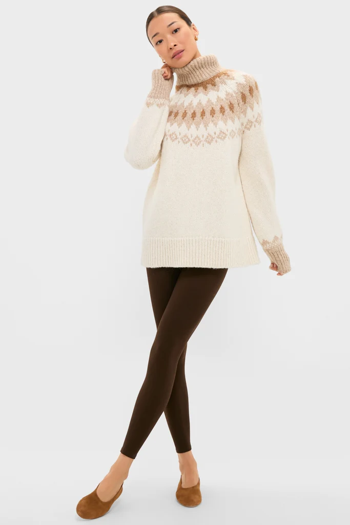 Ivory Camel Estelle Fair Isle Turtleneck - Image 6