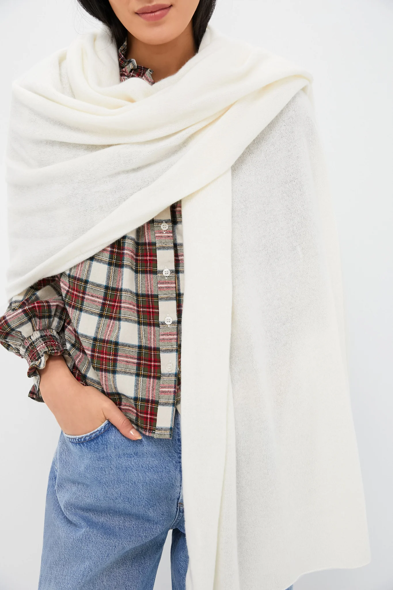 Ivory Cashmere Blanket Scarf - Image 3