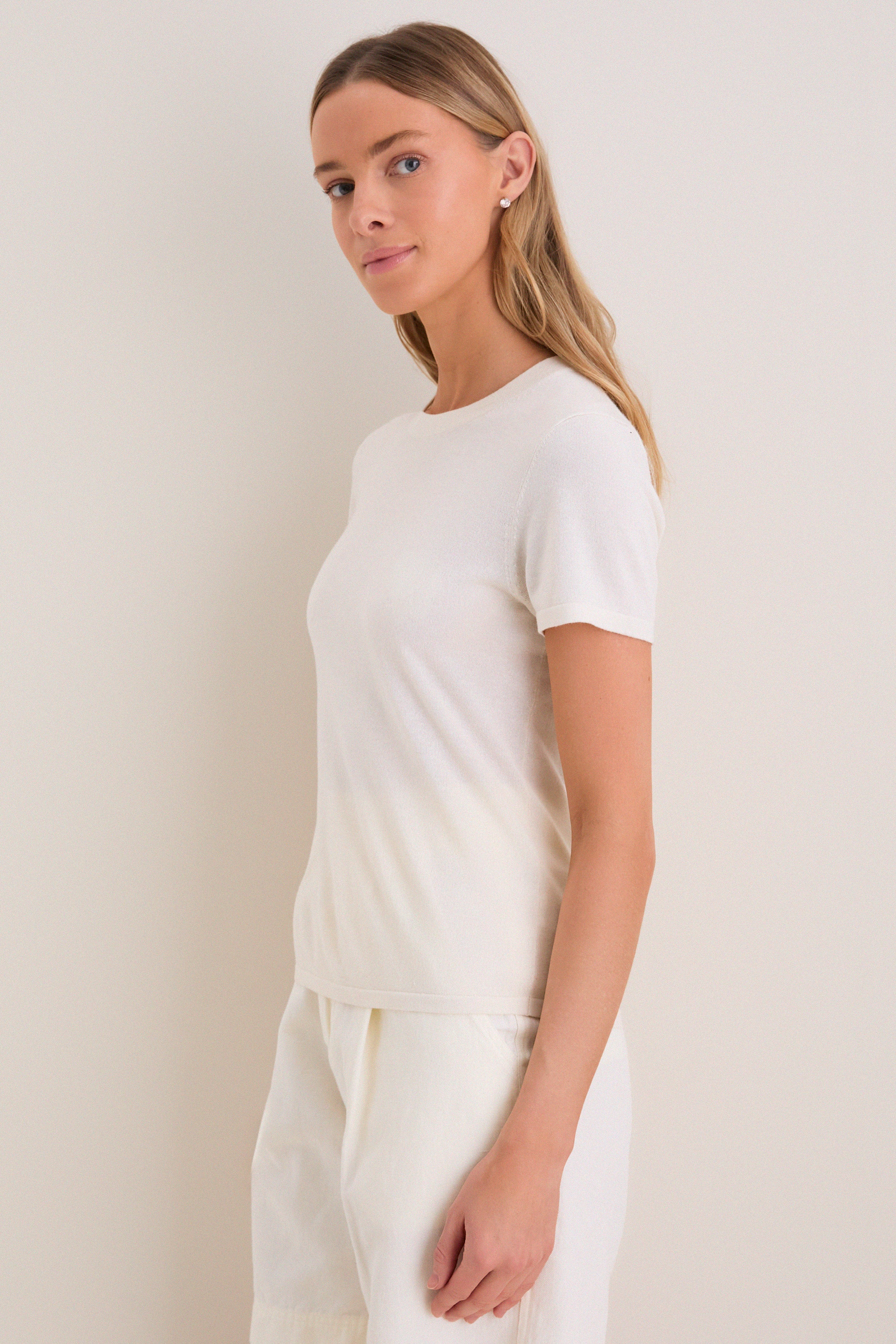 Ivory Cashmere Silk Katie Tee - Image 3