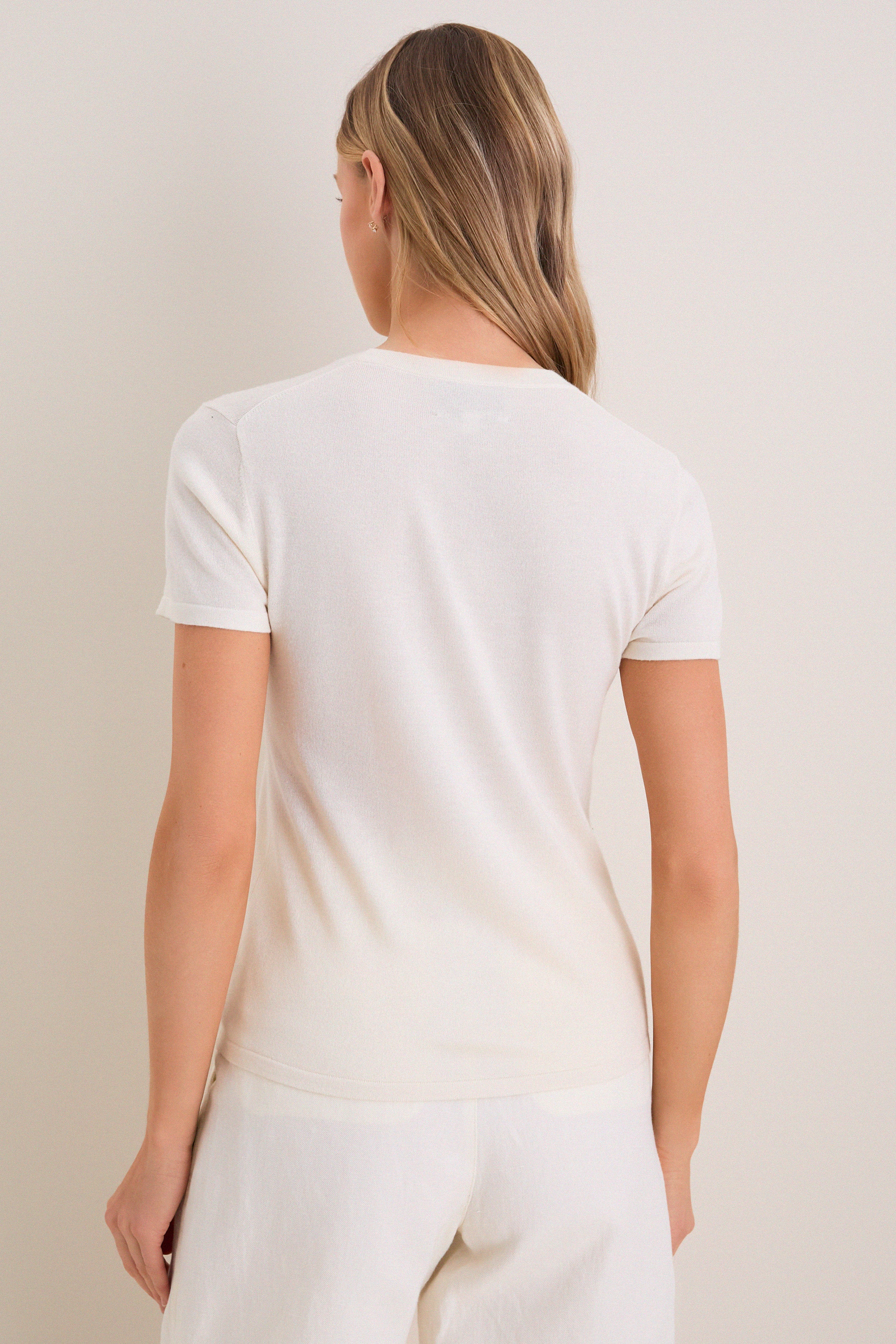 Ivory Cashmere Silk Katie Tee - Image 4