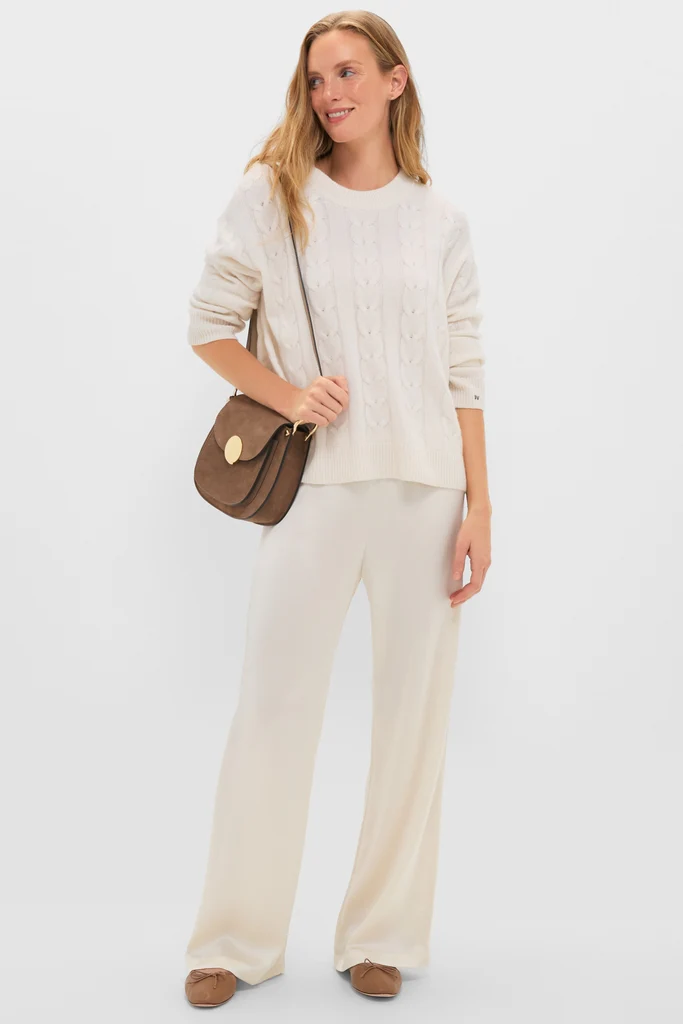 Ivory Cashmere Cable Knit Eloise Sweater - Image 3