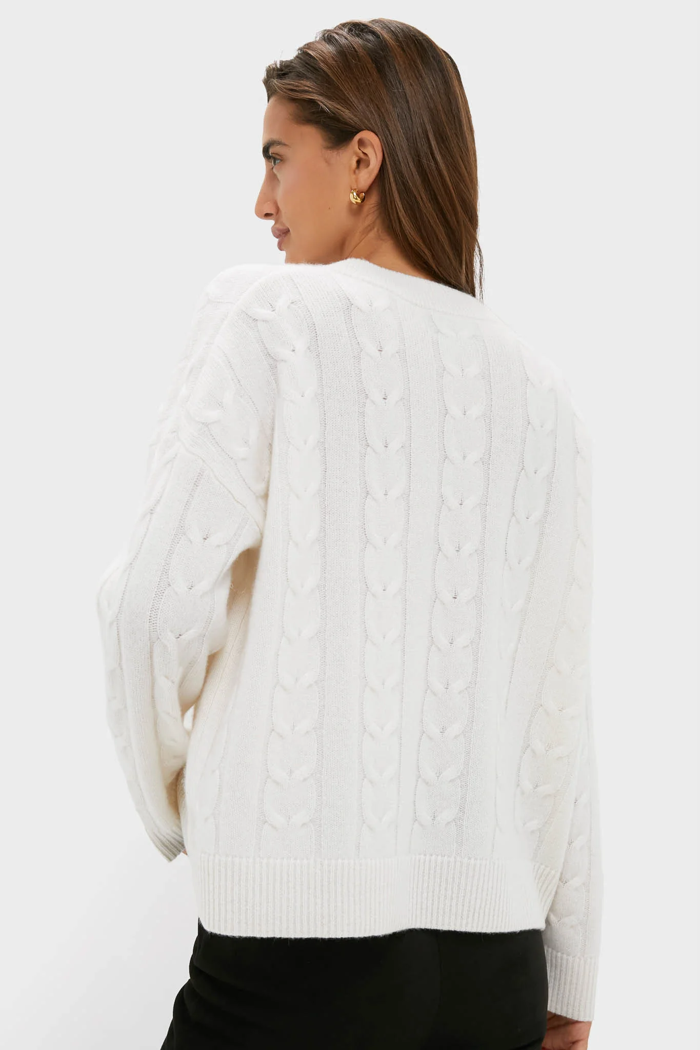 Ivory Cashmere Cable Knit Eloise Sweater - Image 5
