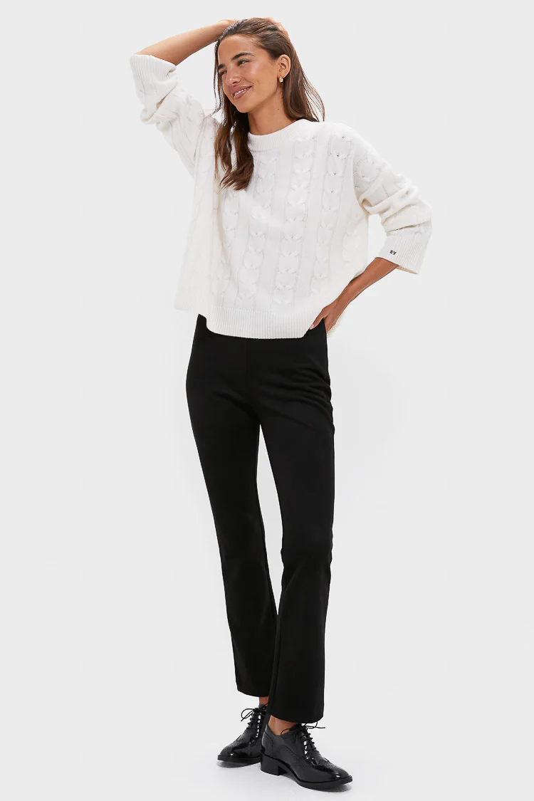 Ivory Cashmere Cable Knit Eloise Sweater - Image 7