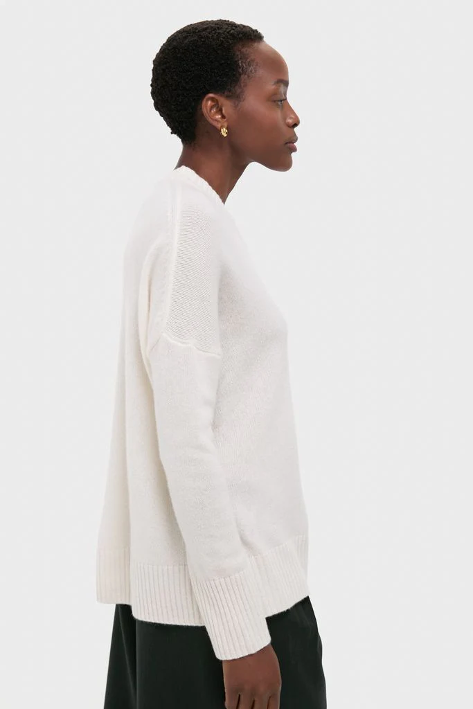 Ivory Cashmere Cassie V-Neck Sweater - Image 3