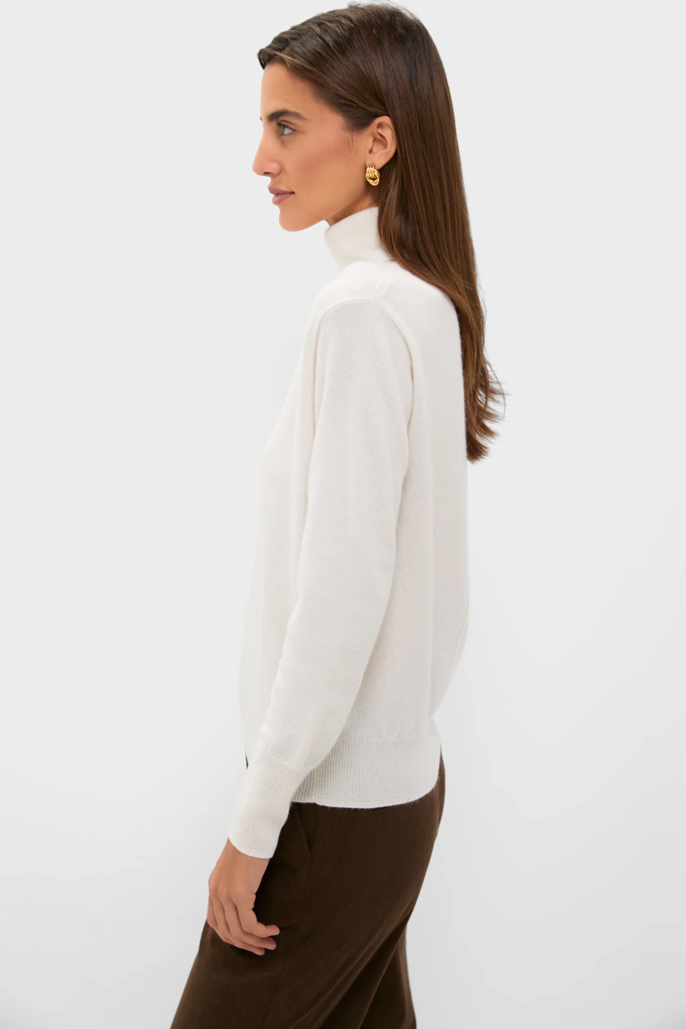 Ivory Cashmere Turtleneck Sweater - Image 3