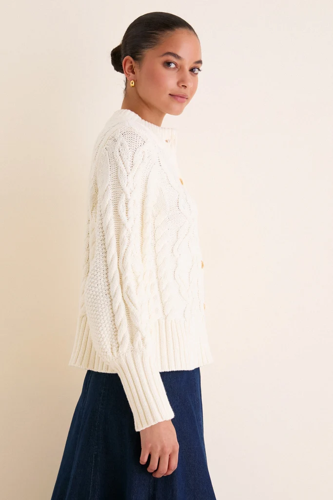 Ivory Cotton Colette Cardigan - Image 3