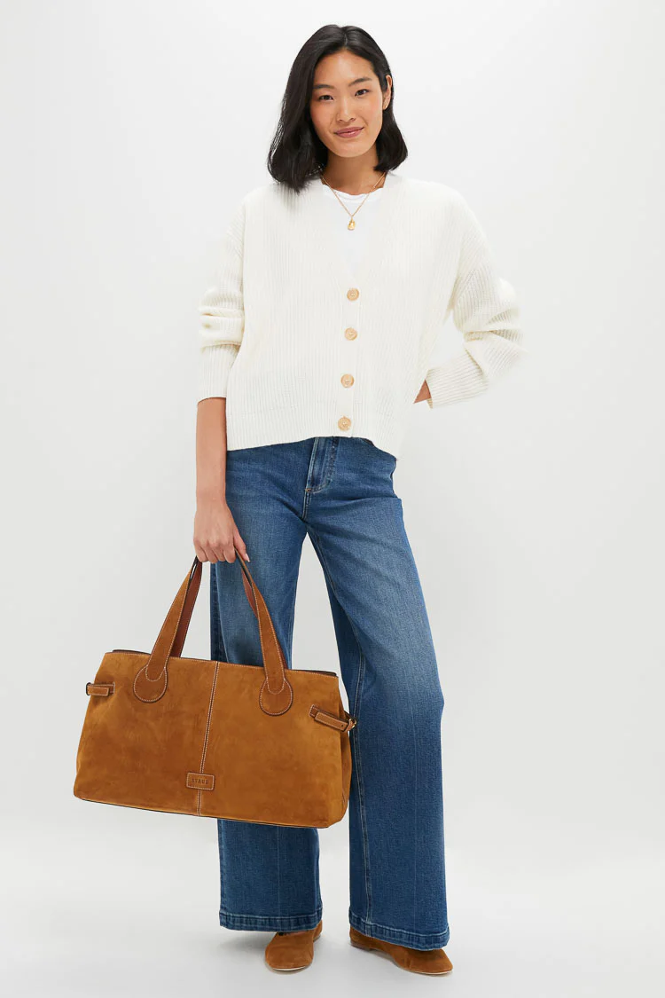 Ivory Cropped Cashmere Cocoon Cardigan - Image 2