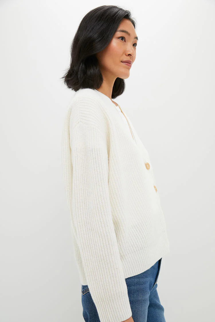 Ivory Cropped Cashmere Cocoon Cardigan - Image 3