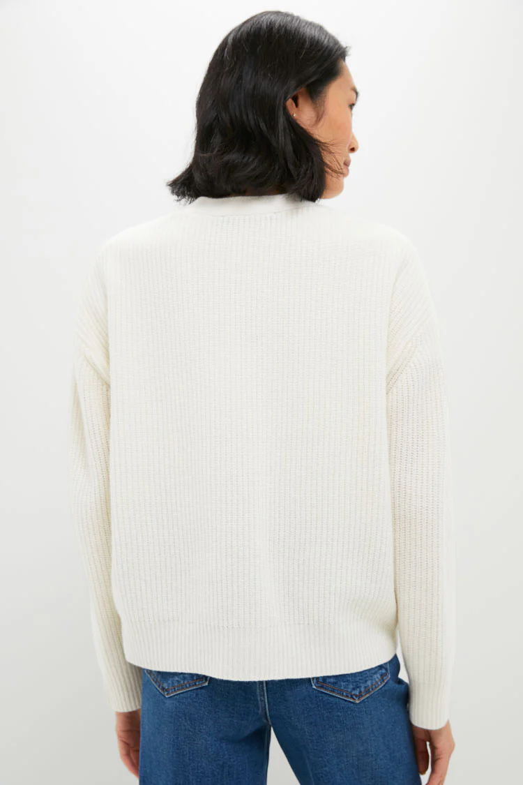 Ivory Cropped Cashmere Cocoon Cardigan - Image 4