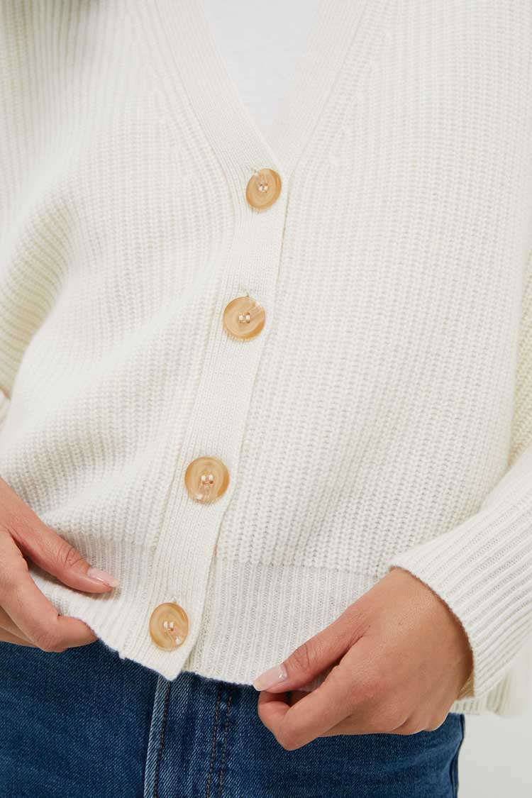 Ivory Cropped Cashmere Cocoon Cardigan - Image 5