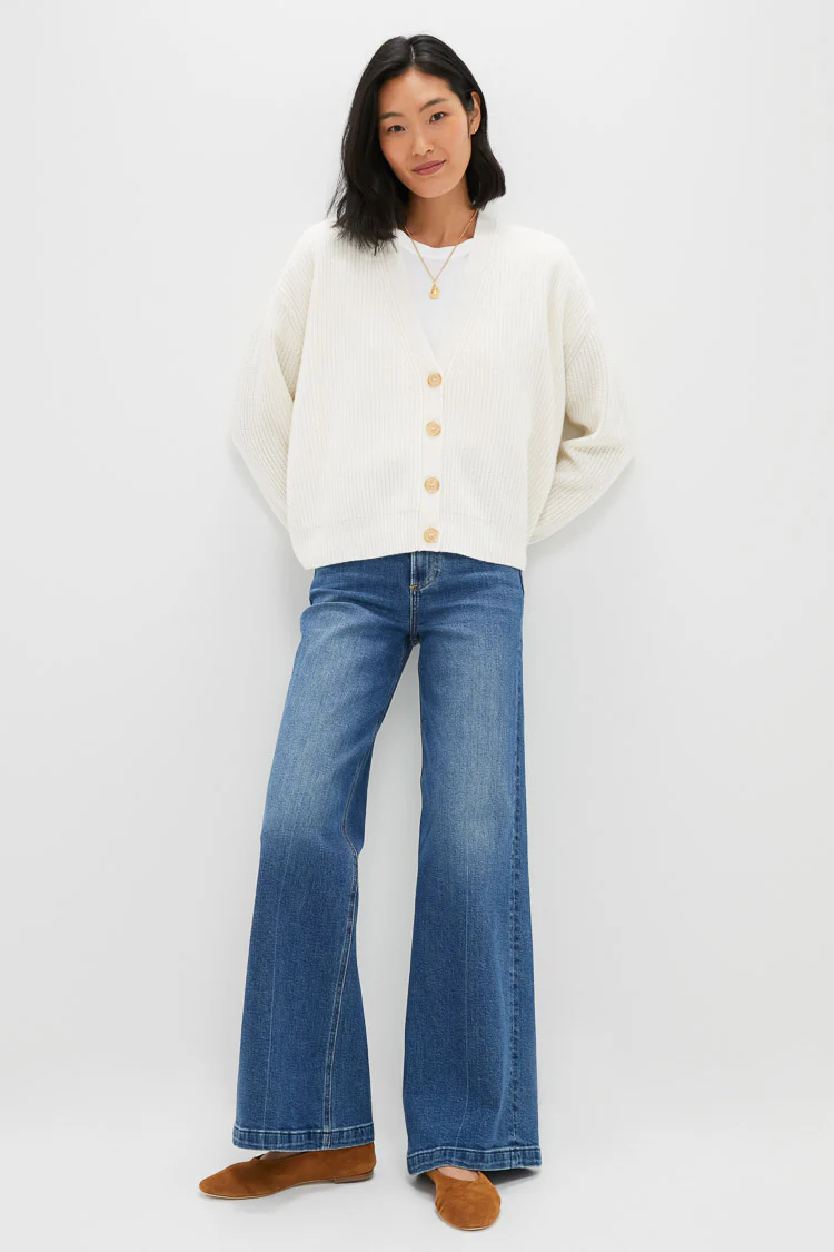 Ivory Cropped Cashmere Cocoon Cardigan - Image 6