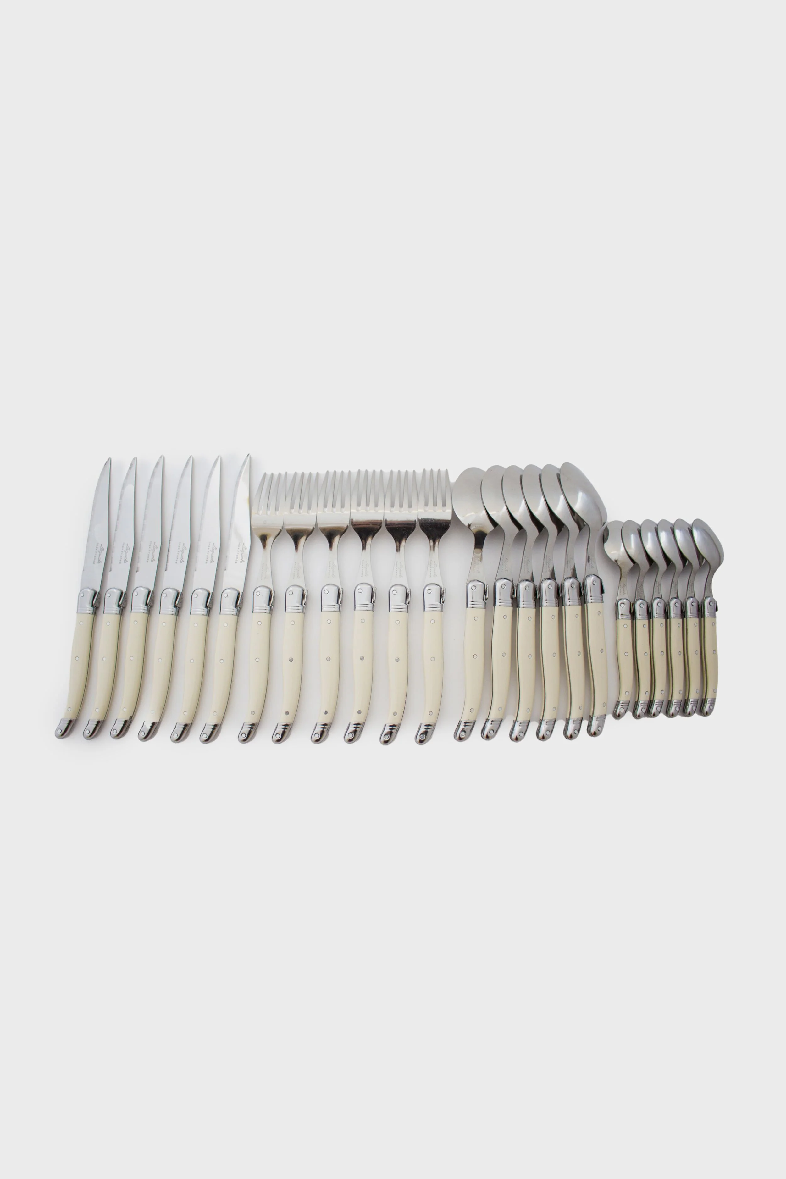 Ivory Flatware in a Wooden Box with Acrylic Lid (Set of 24) - Image 2