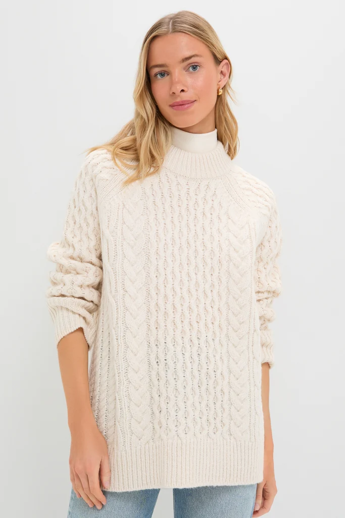 Ivory Galway Fisherman Sweater - Image 2