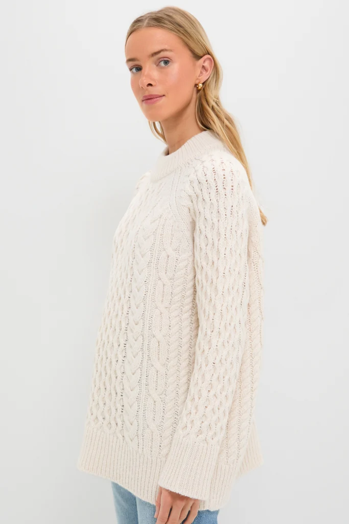 Ivory Galway Fisherman Sweater - Image 4