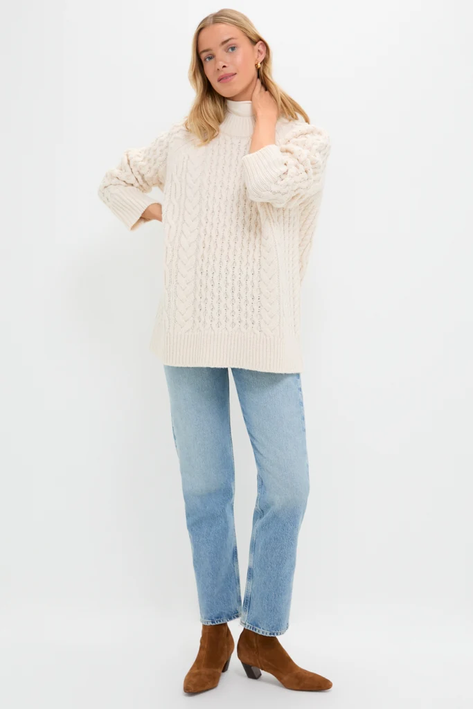 Ivory Galway Fisherman Sweater - Image 8